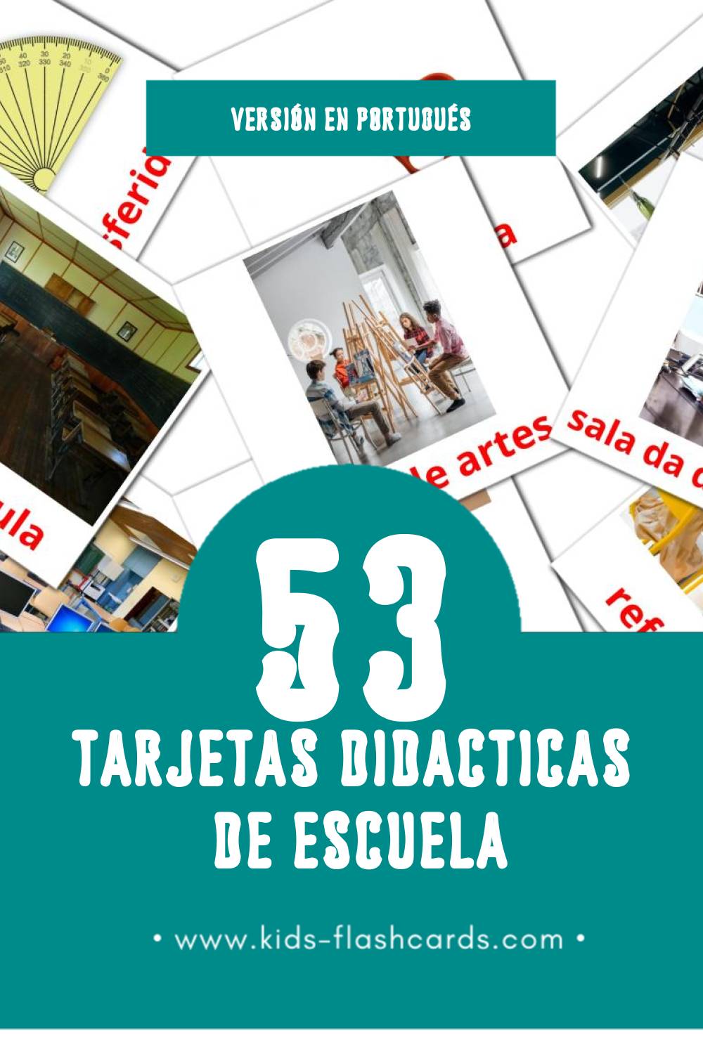 Tarjetas visuales de Escola para niños pequeños (53 tarjetas en Portugués)