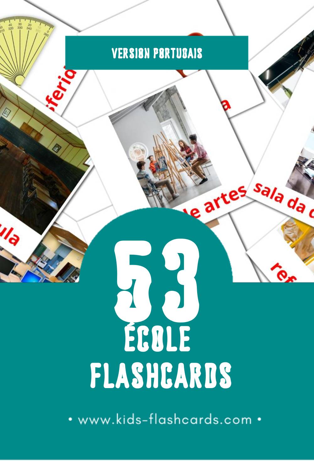 Flashcards Visual Escola pour les tout-petits (53 cartes en Portugais)