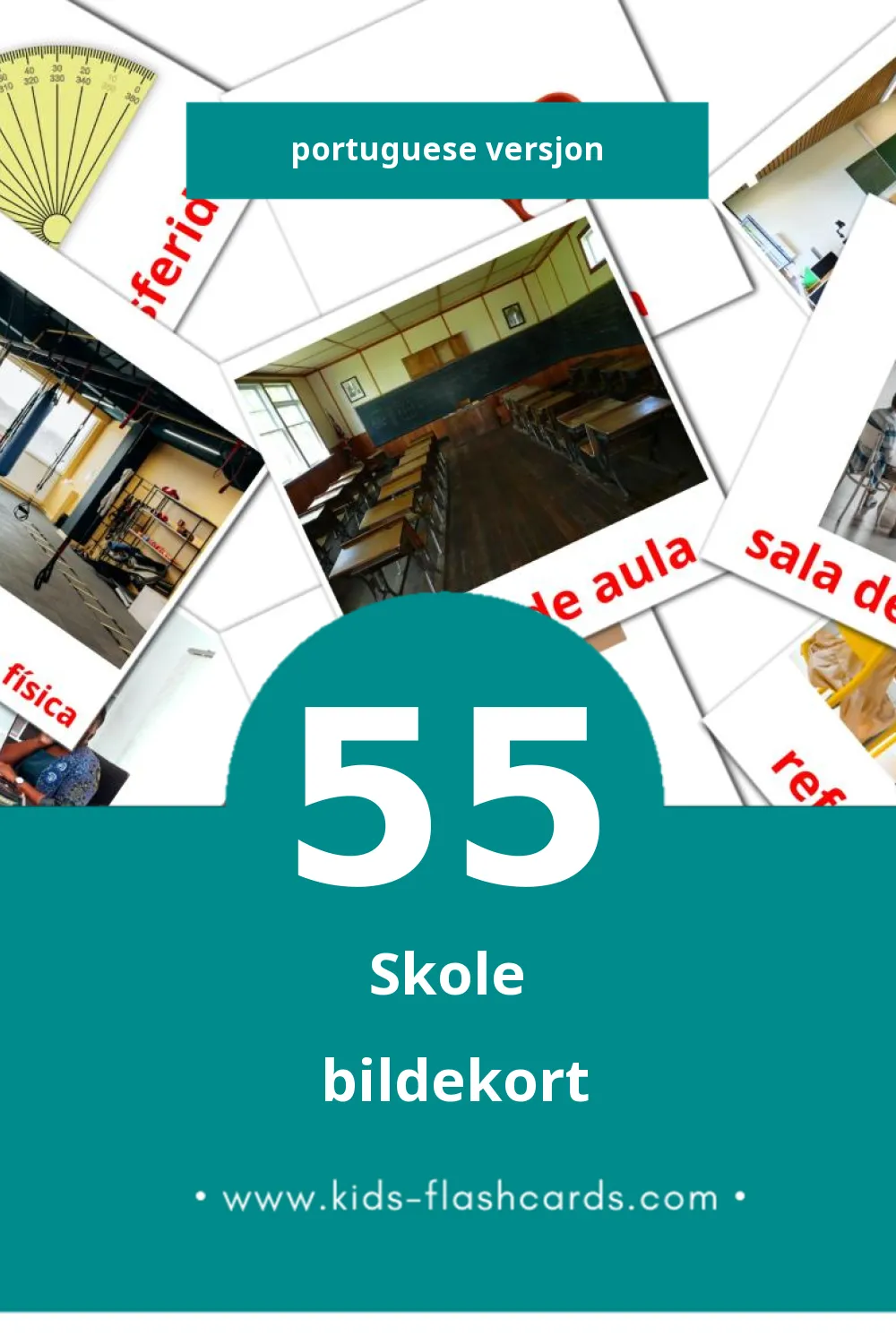 Visuelle Escola bildekort for småbarn (55 kort på Portuguese)