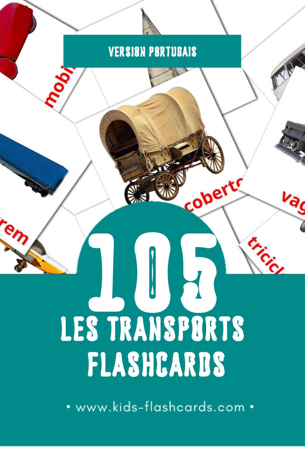 Flashcards Visual Transporte pour les tout-petits (105 cartes en Portugais)