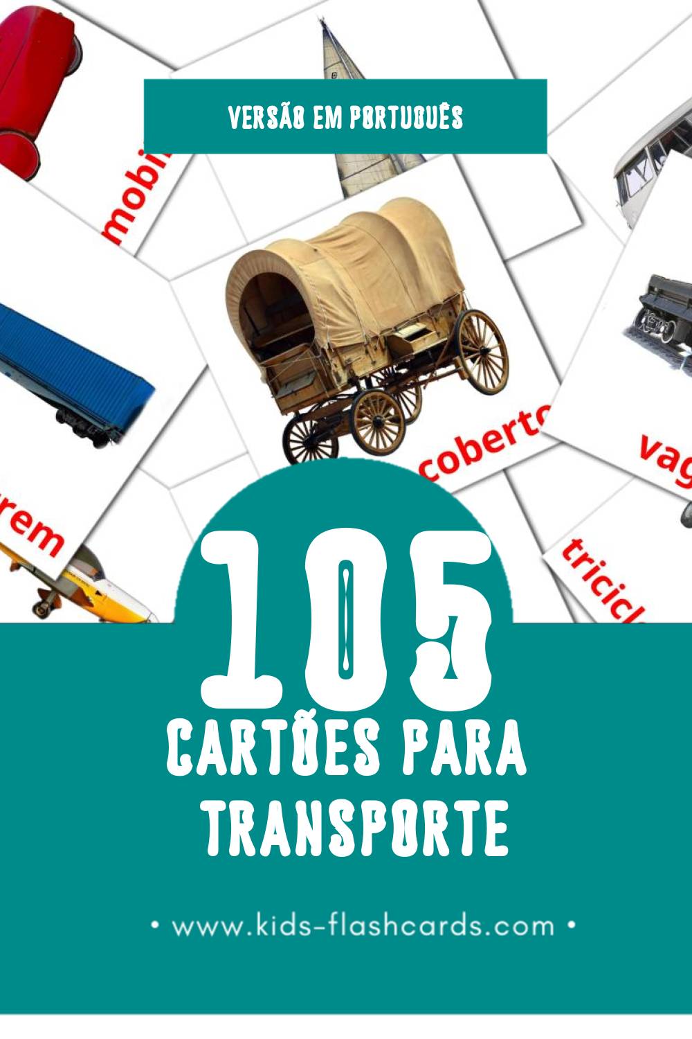 Flashcards de Transporte Visuais para Toddlers (108 cartões em Português)