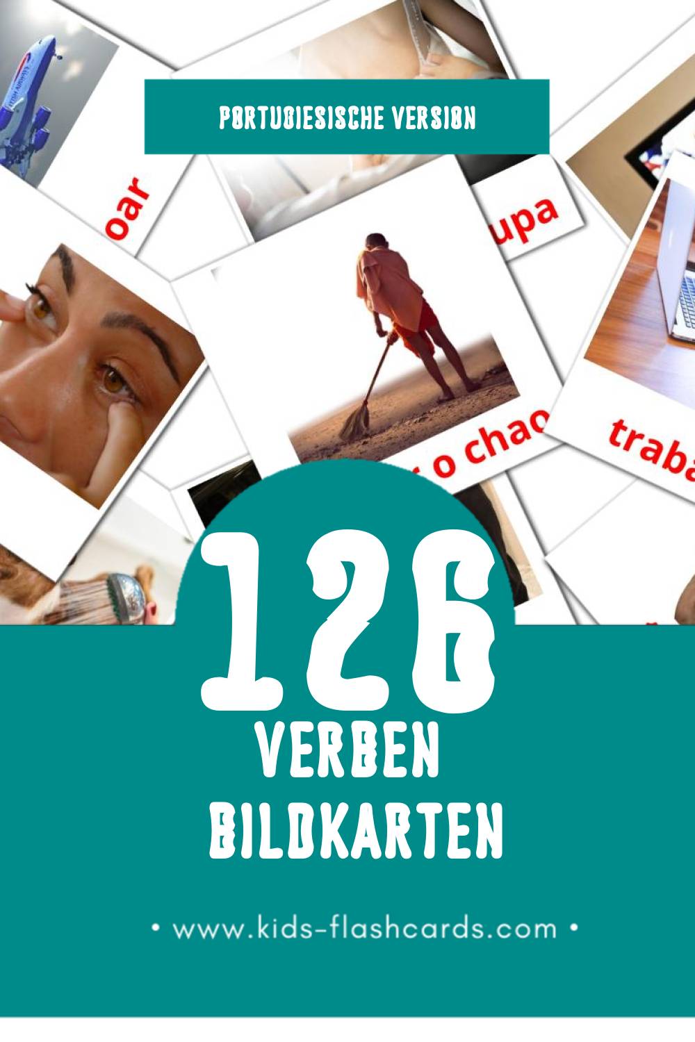 Visual Verbos Flashcards für Kleinkinder (126 Karten in Portugiesisch)