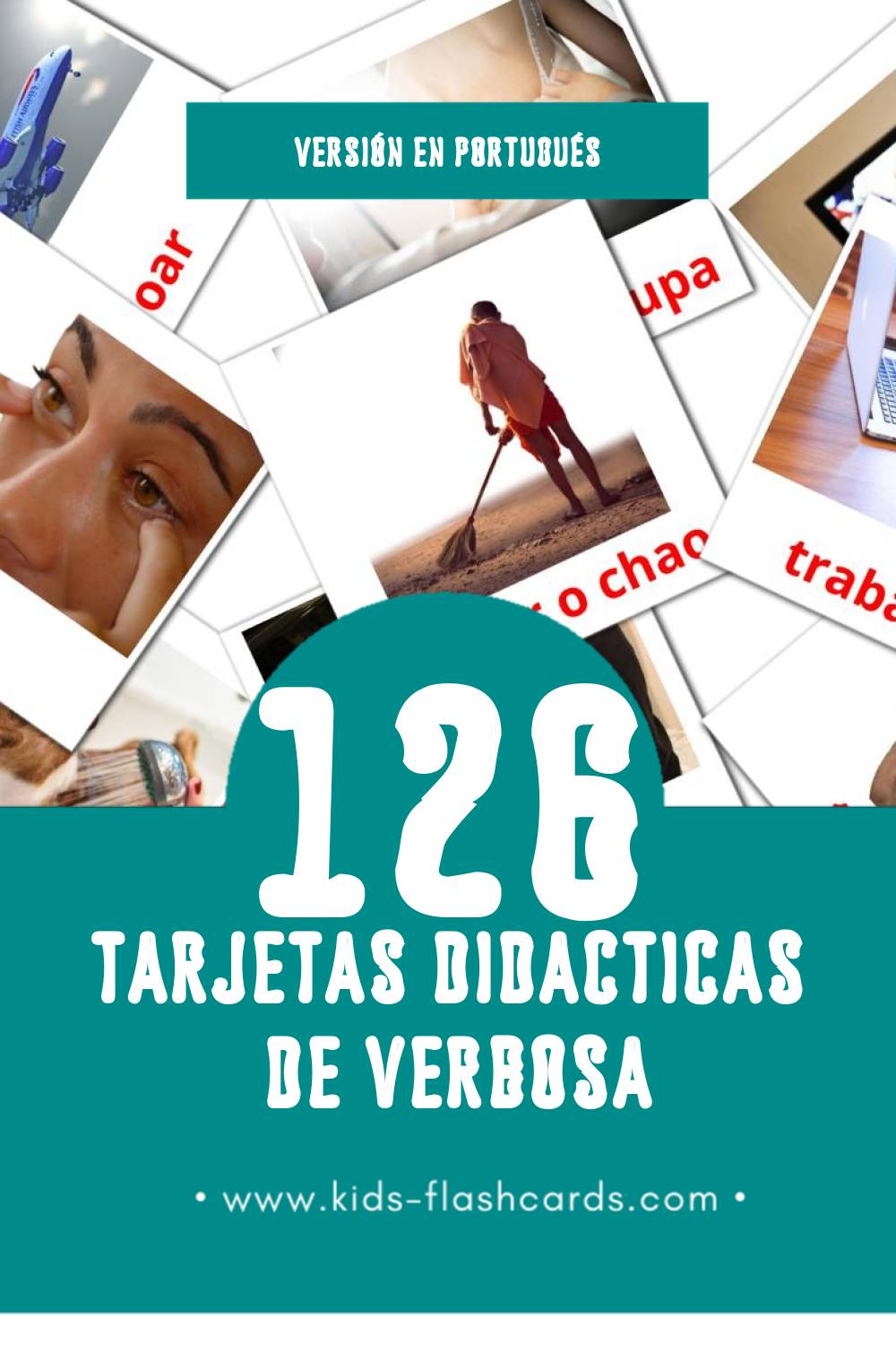 Tarjetas visuales de Verbos para niños pequeños (126 tarjetas en Portugués)