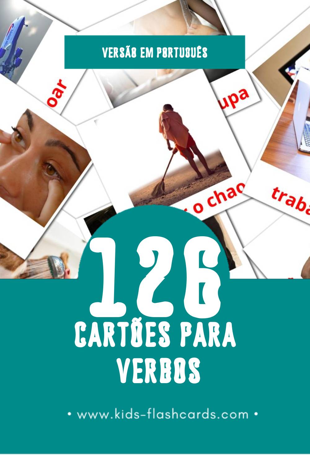 Flashcards de Verbos Visuais para Toddlers (126 cartões em Português)