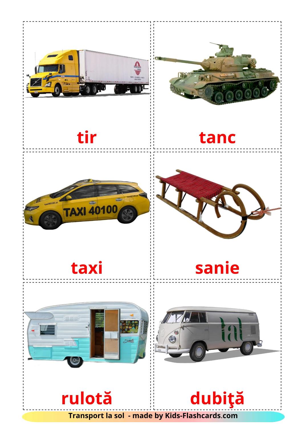 Land transport - 28 Free Printable romanian Flashcards 