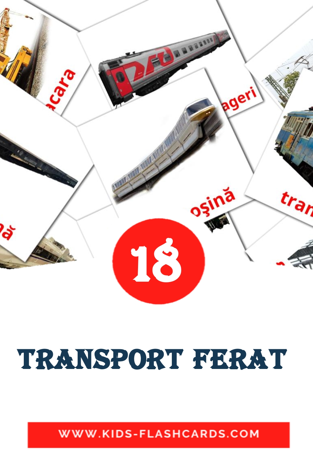 Transport ferat  на румынском для Детского Сада (18 карточек)