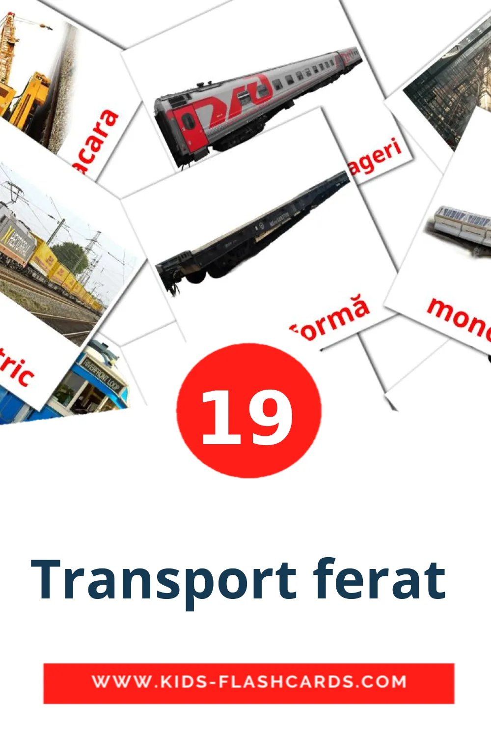 19 Transport ferat  Picture Cards for Kindergarden in romanian