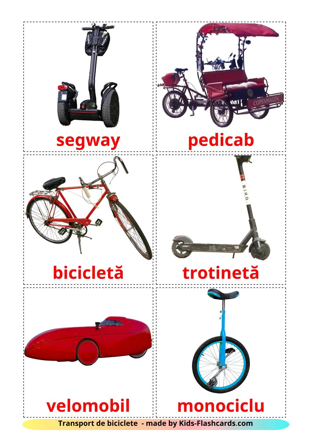 Trasporto di biciclette - 17 flashcards rumeno stampabili gratuitamente