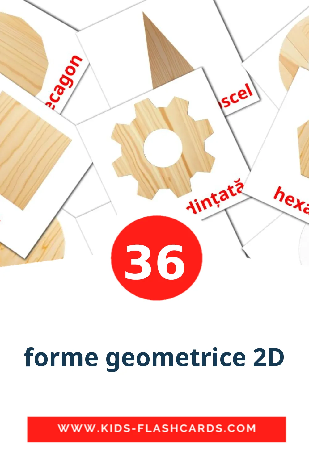 36 forme geometrice 2D Bildkarten für den Kindergarten auf Rumänisch