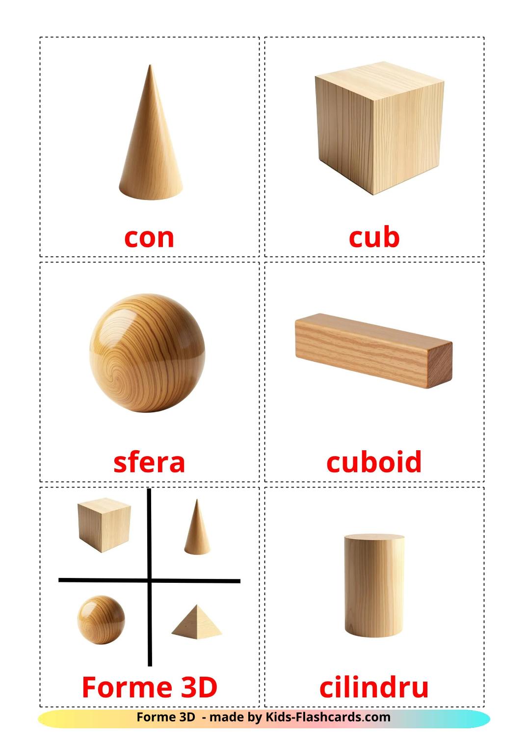 3D Shapes - 17 Free Printable romanian Flashcards 