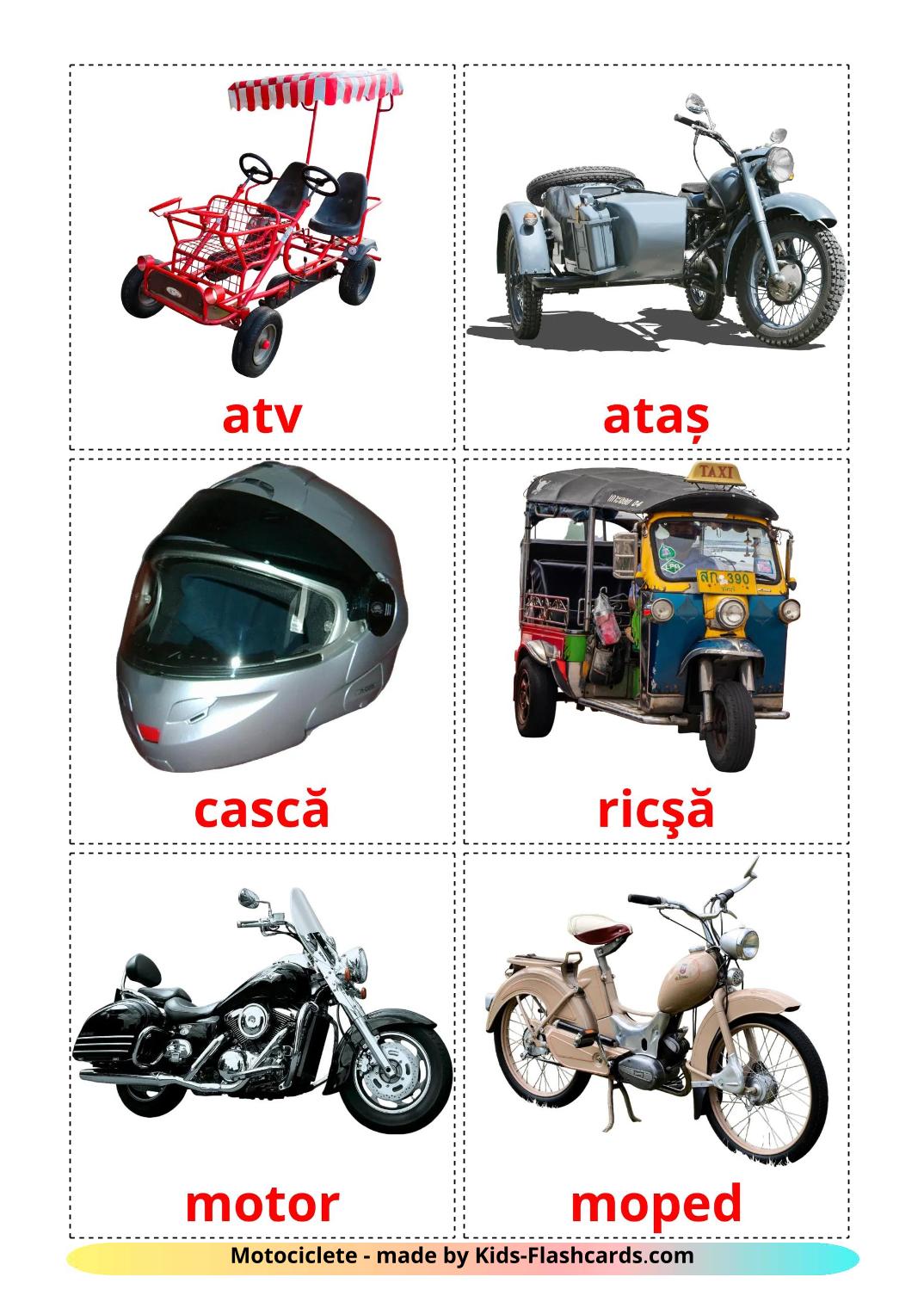 Motocicletas - 13 Flashcards romenoes gratuitos para impressão