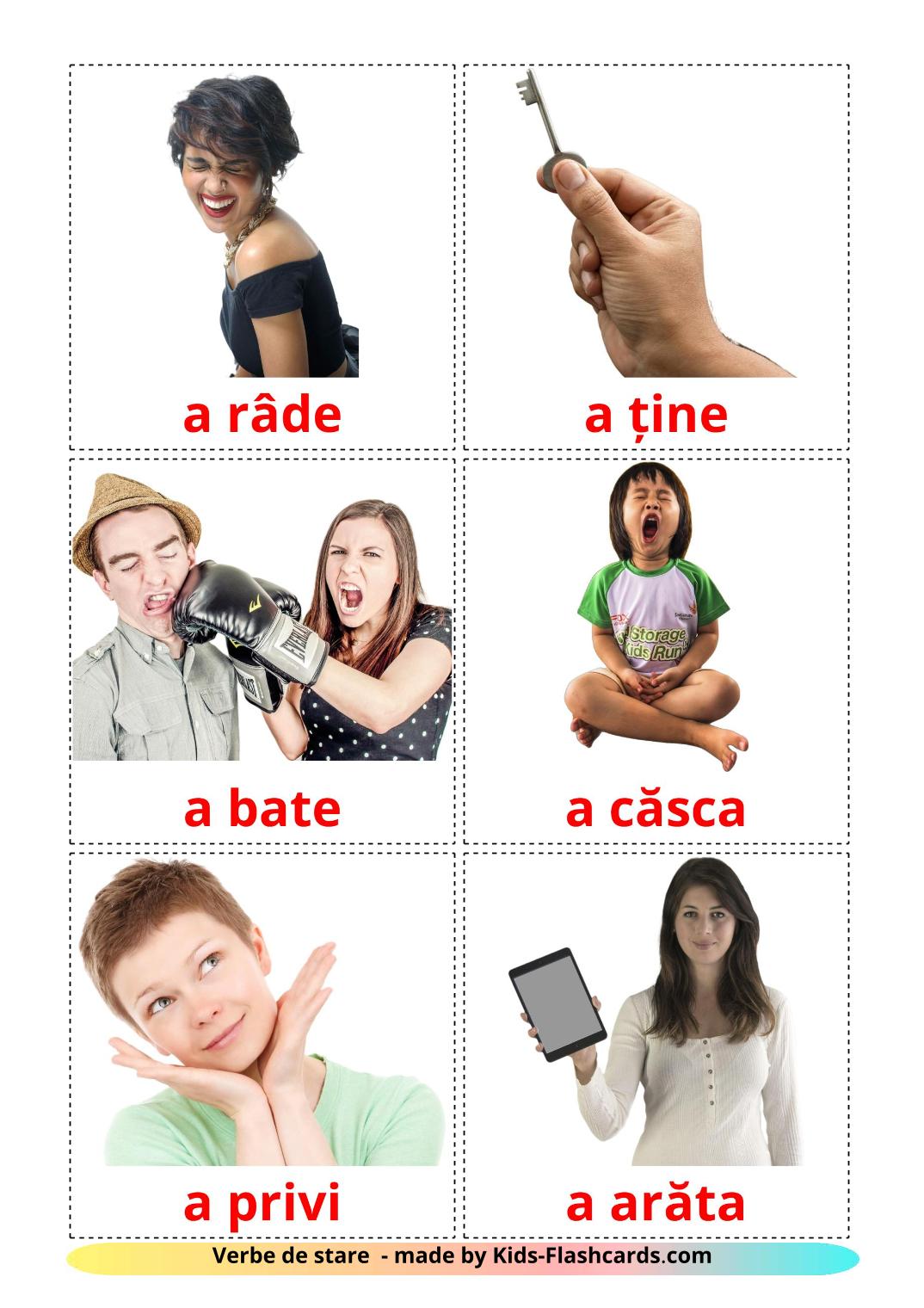 State verbs - 23 Free Printable romanian Flashcards 
