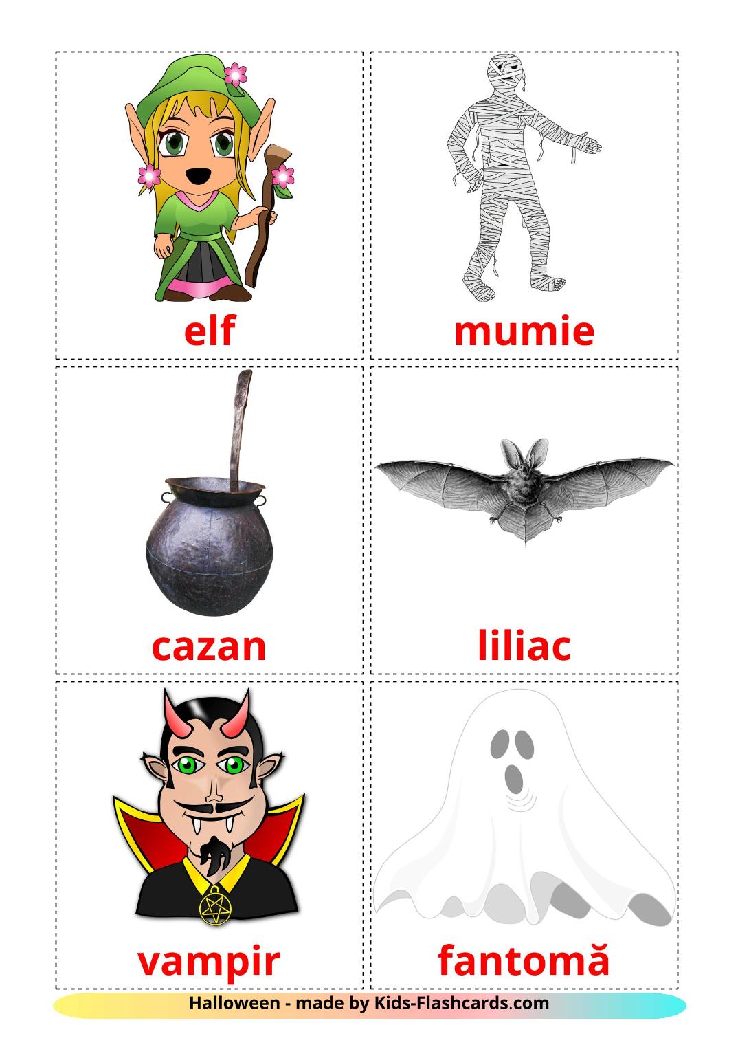 Halloween - 16 kostenlose, druckbare Rumänisch Flashcards 