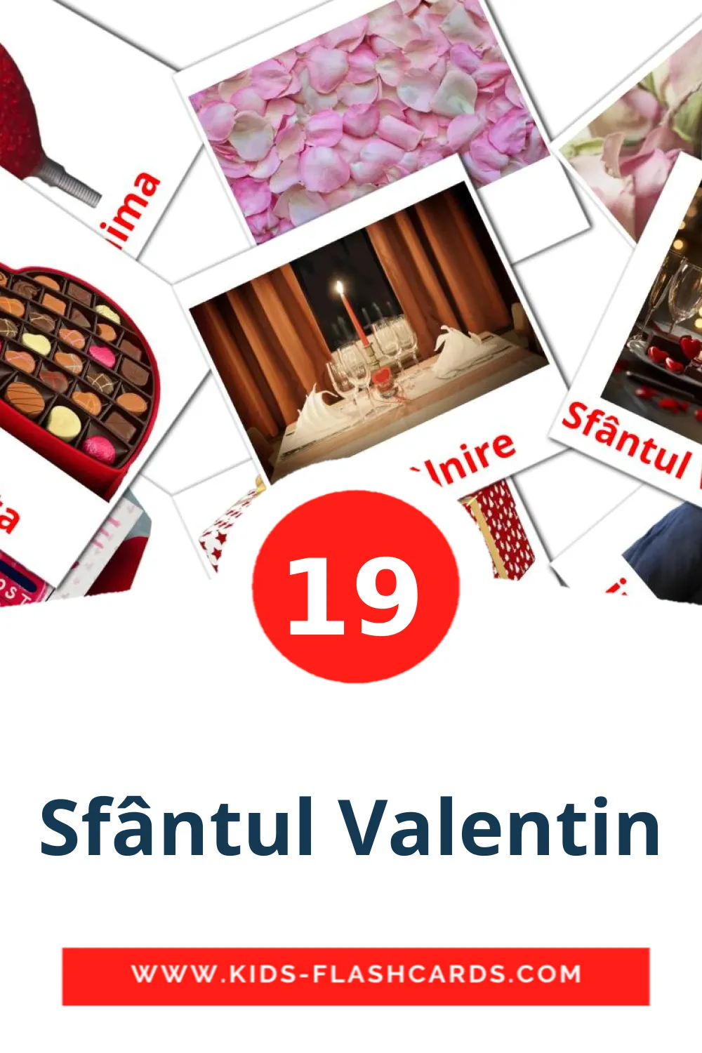 19 Cartões com Imagens de Sfântul Valentin para Jardim de Infância em romeno