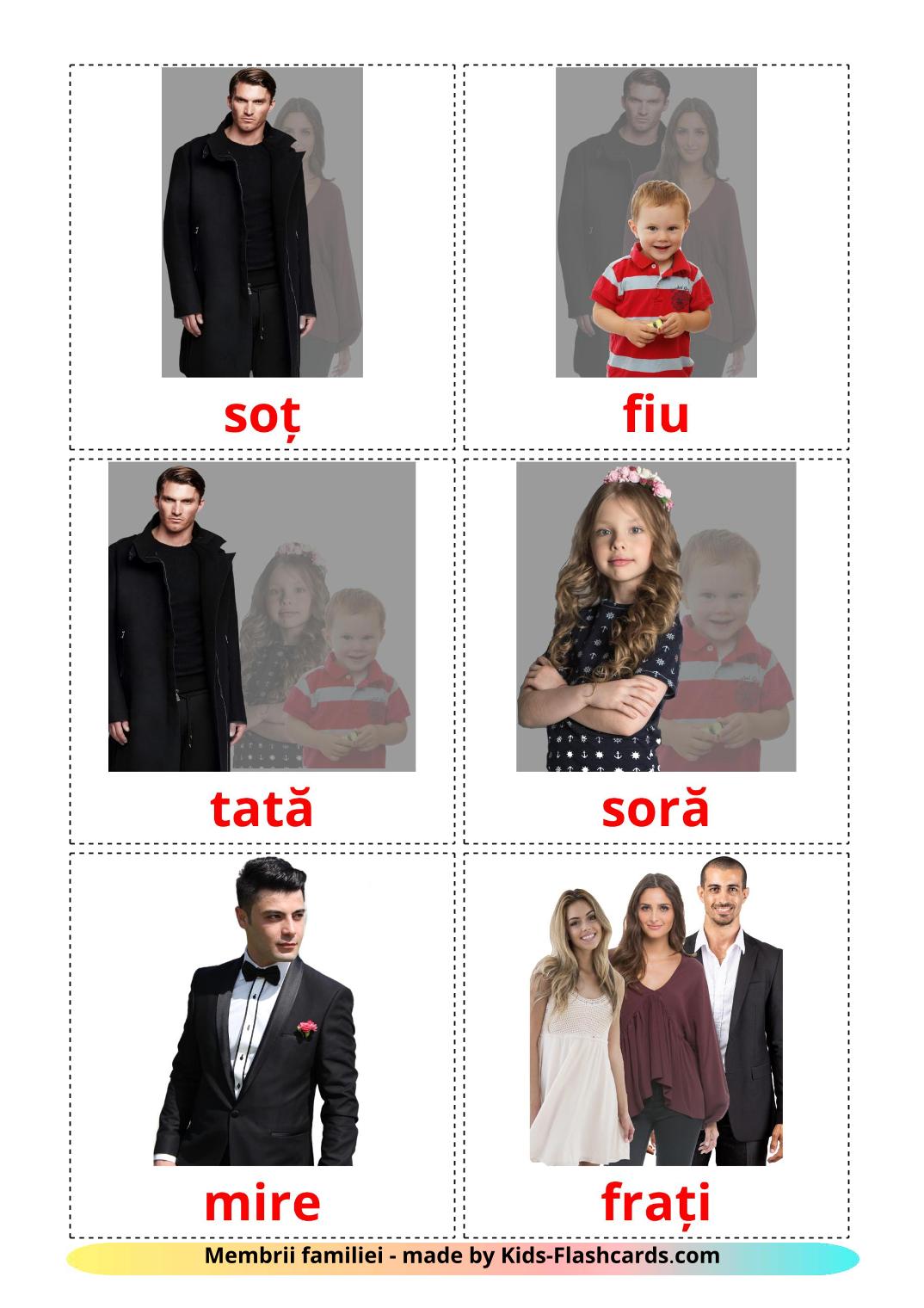 Family members - 32 Free Printable romanian Flashcards 