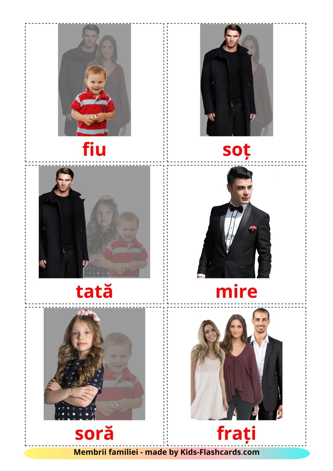 Family members - 32 Free Printable romanian Flashcards 