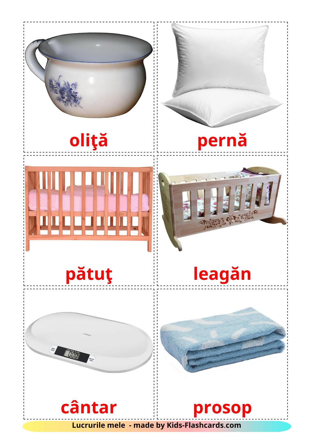 Baby things - 19 Free Printable romanian Flashcards 