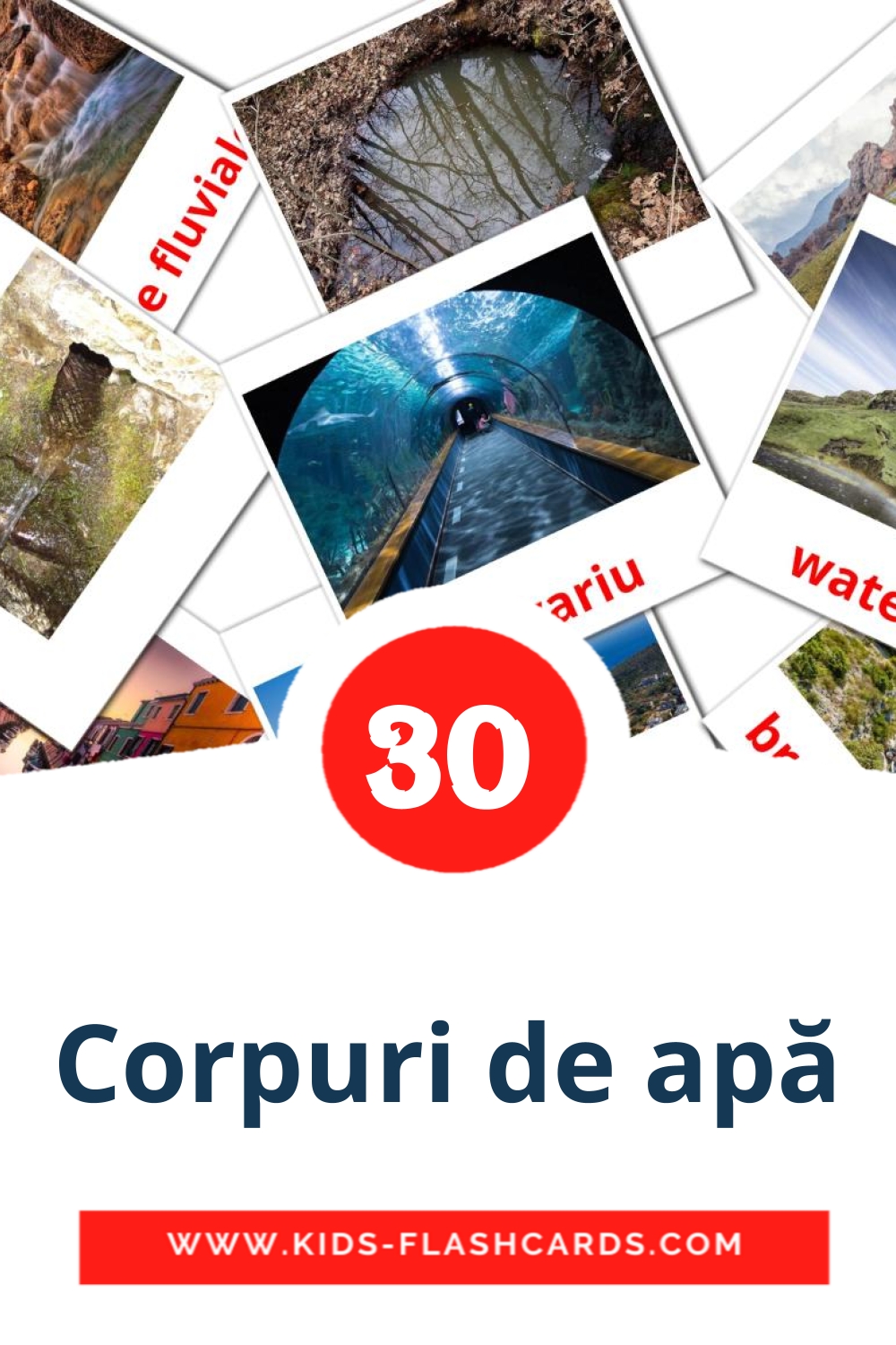 30 cartes illustrées de Corpuri de apă pour la maternelle en roumain