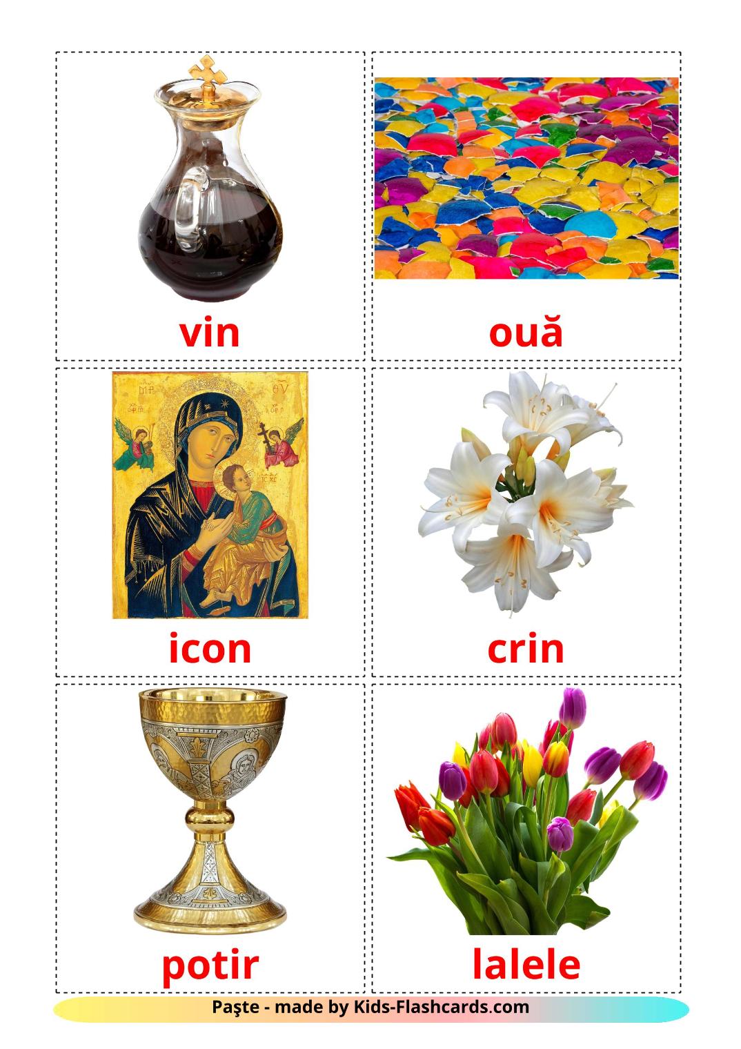 Easter - 31 Free Printable romanian Flashcards 