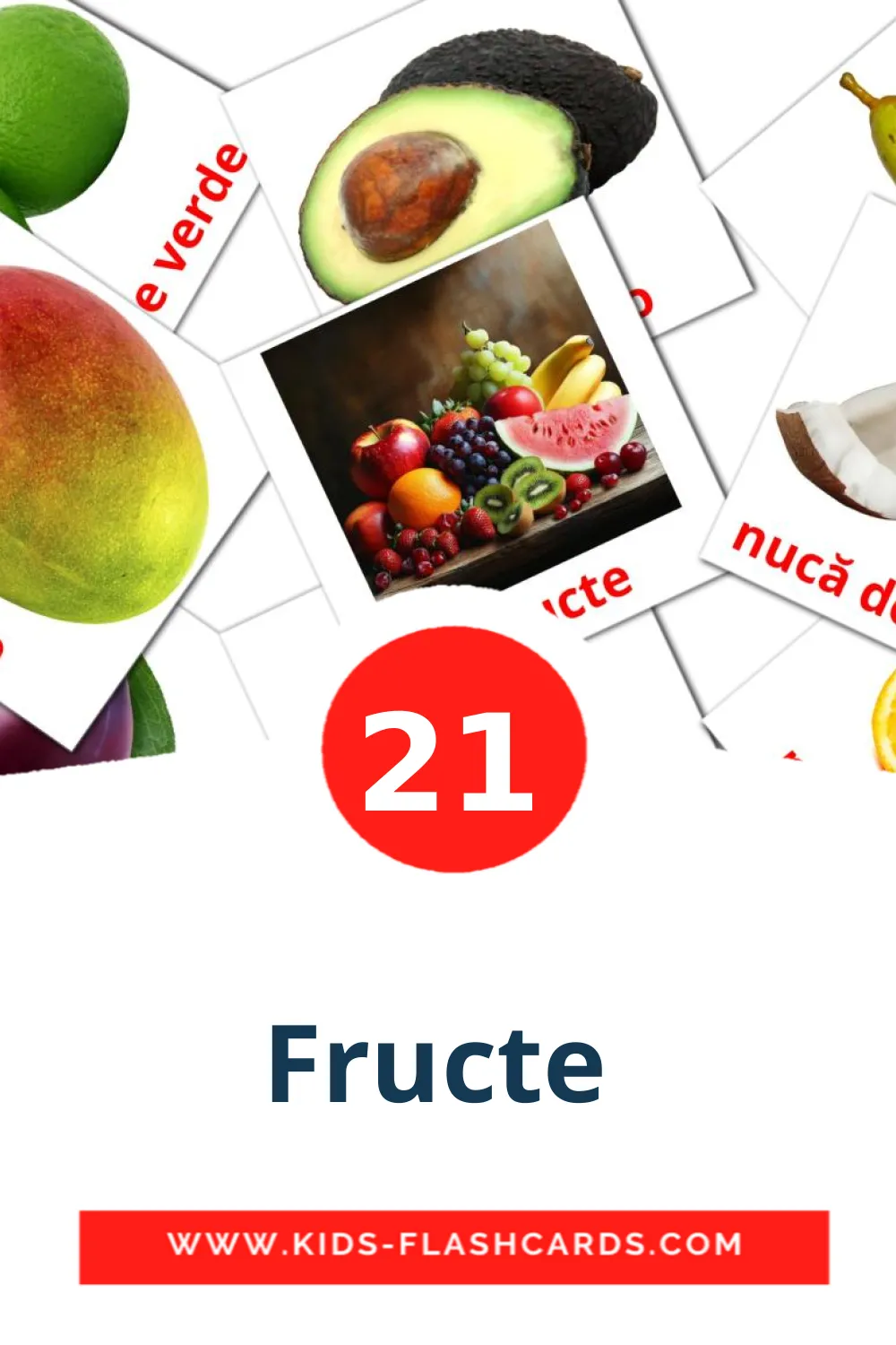 Fructe  на румынском для Детского Сада (21 карточка)