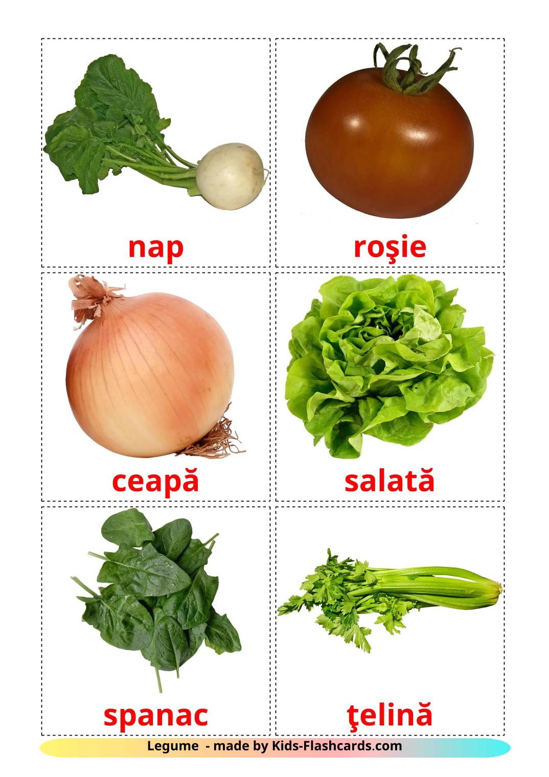 Vegetables - 30 Free Printable romanian Flashcards 