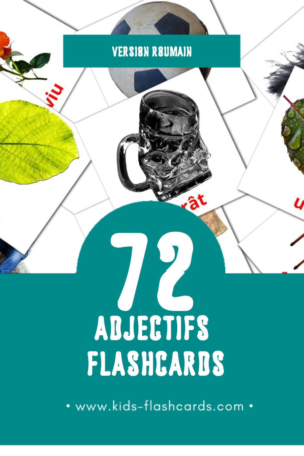 Flashcards Visual Adjective  pour les tout-petits (72 cartes en Roumain)