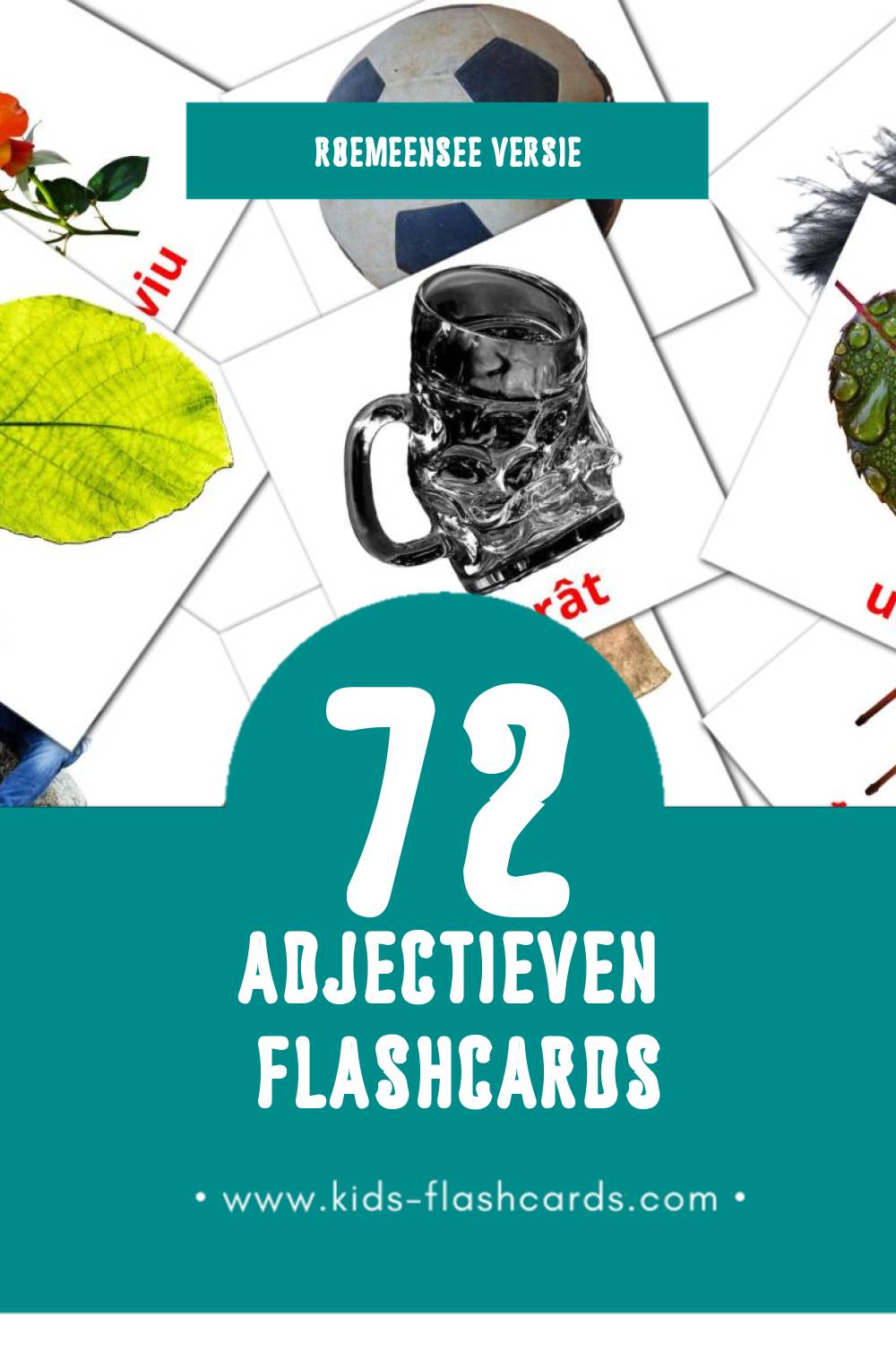 Visuele Adjective  Flashcards voor Kleuters (72 kaarten in het Roemeense)