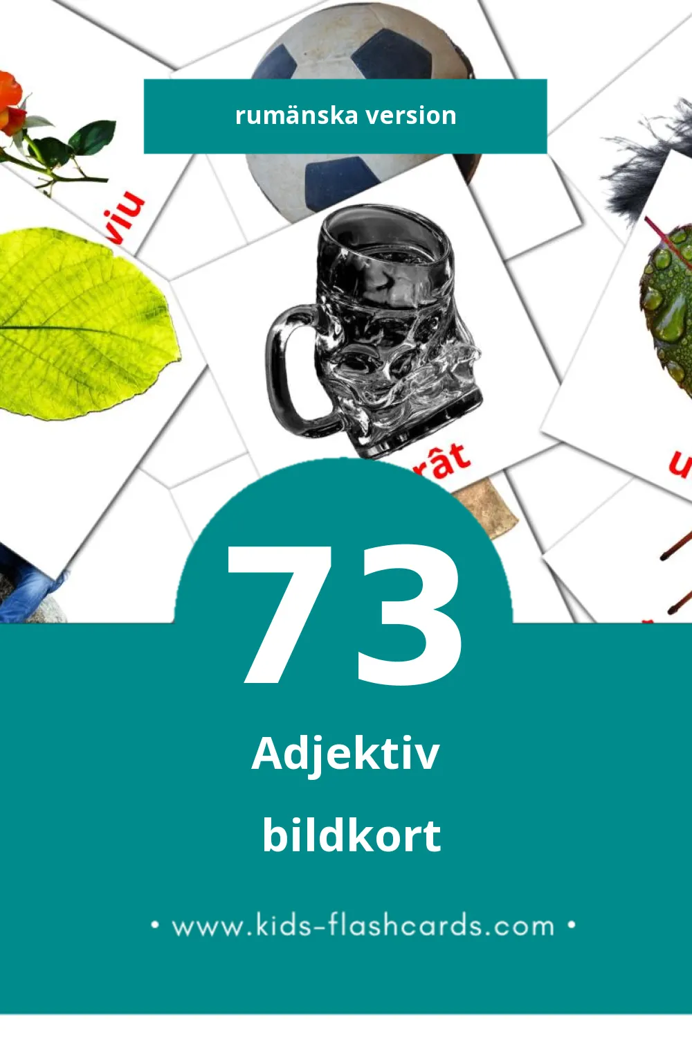 Visuelle Adjective  bildekort for småbarn (73 kort på Rumänska)
