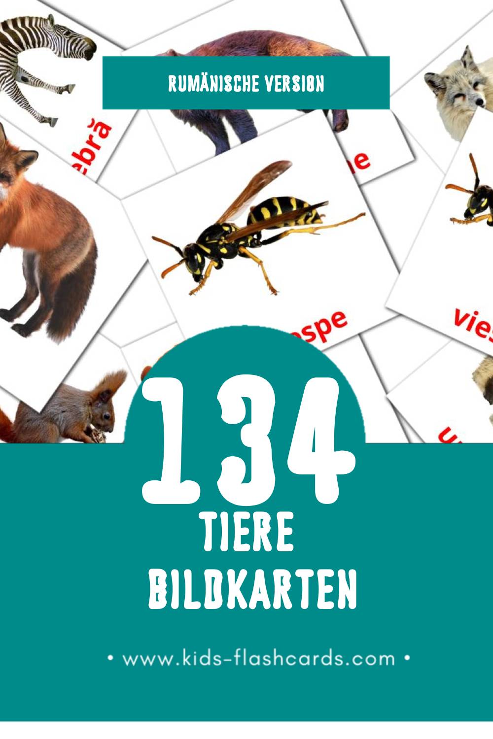 Visual Animale Flashcards für Kleinkinder (134 Karten in Rumänisch)