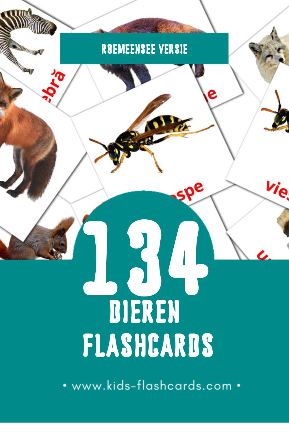 Visuele Animale Flashcards voor Kleuters (134 kaarten in het Roemeense)
