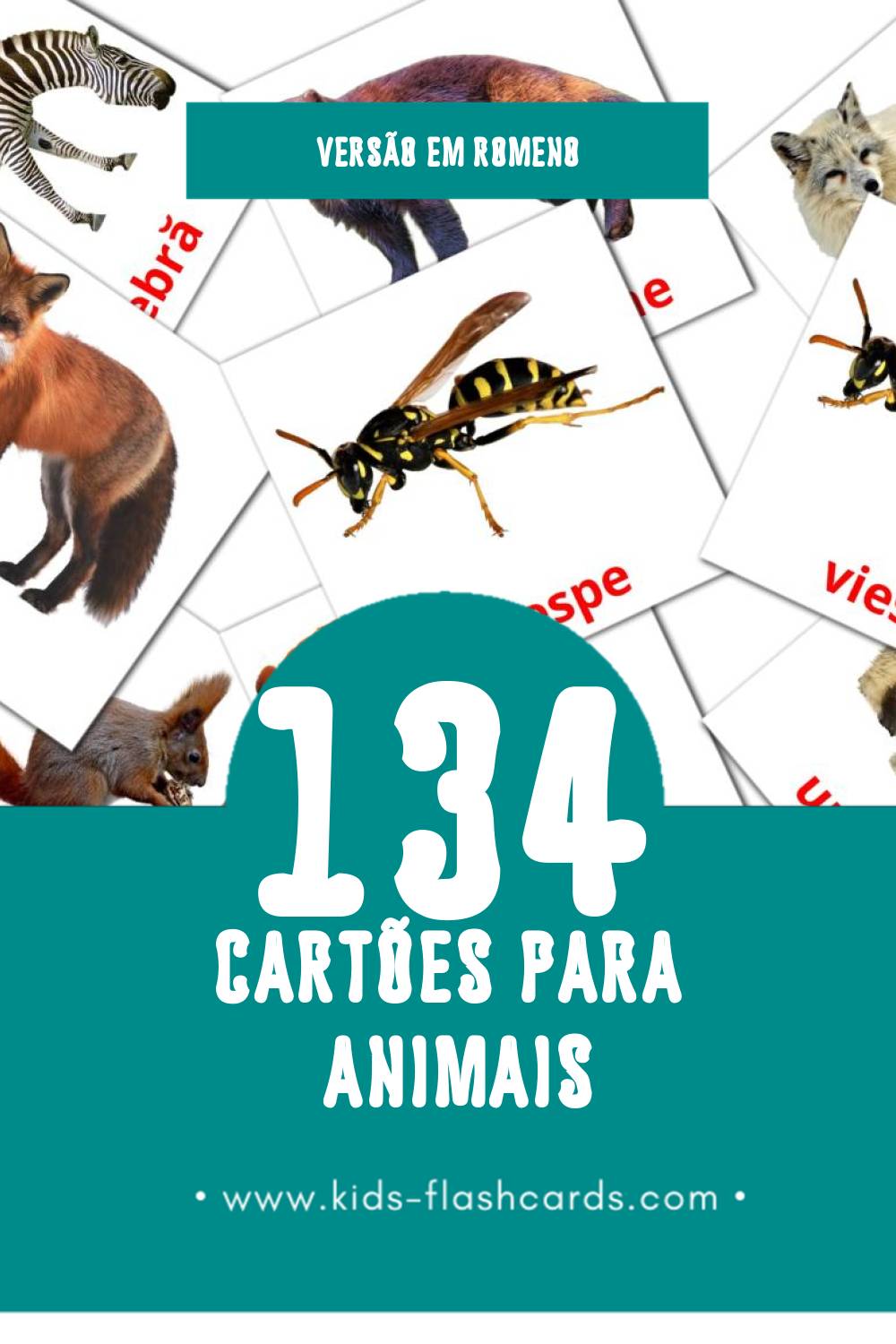 Flashcards de Animale Visuais para Toddlers (134 cartões em Romeno)