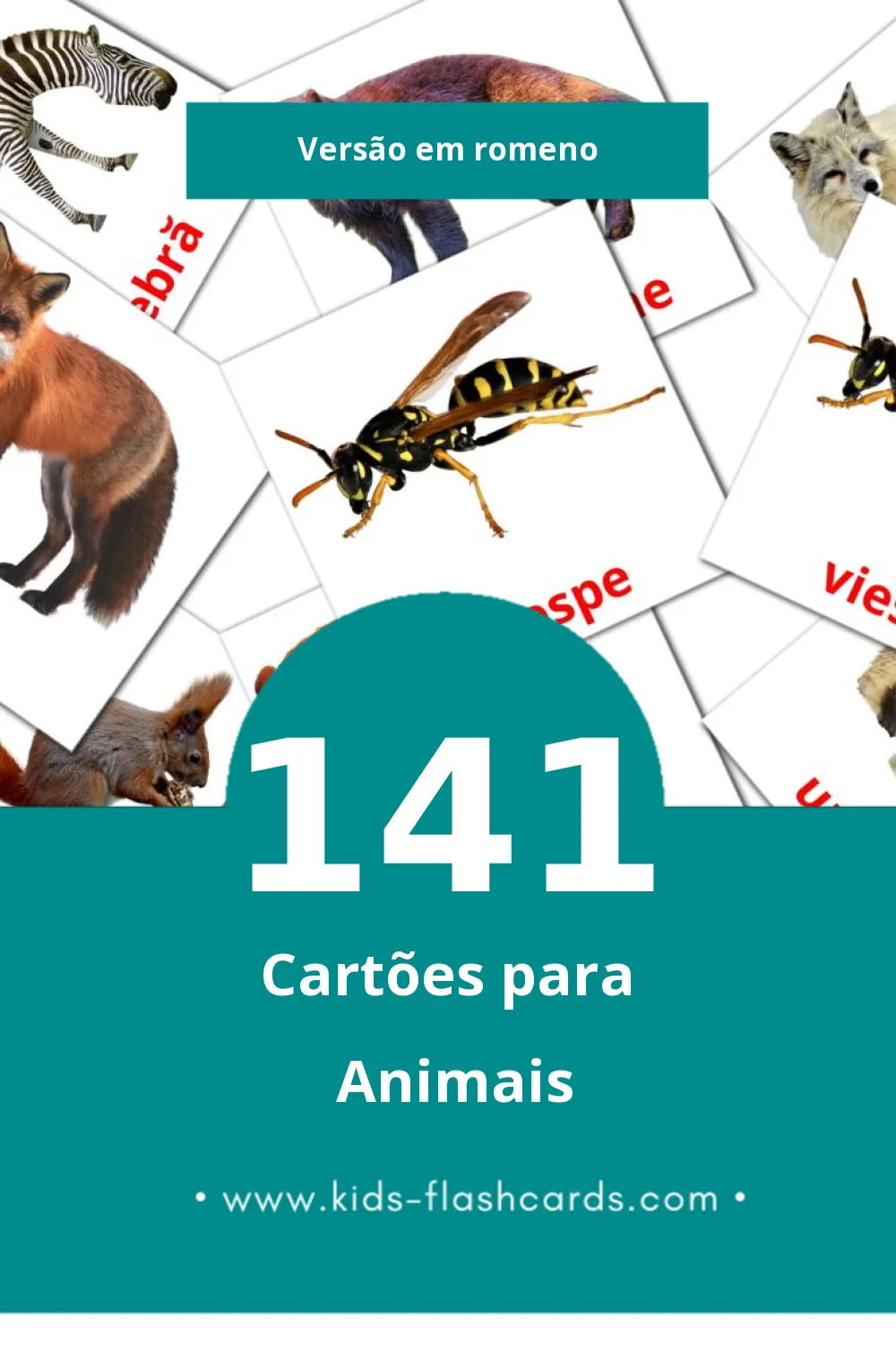 Flashcards de Animale Visuais para Toddlers (141 cartões em Romeno)