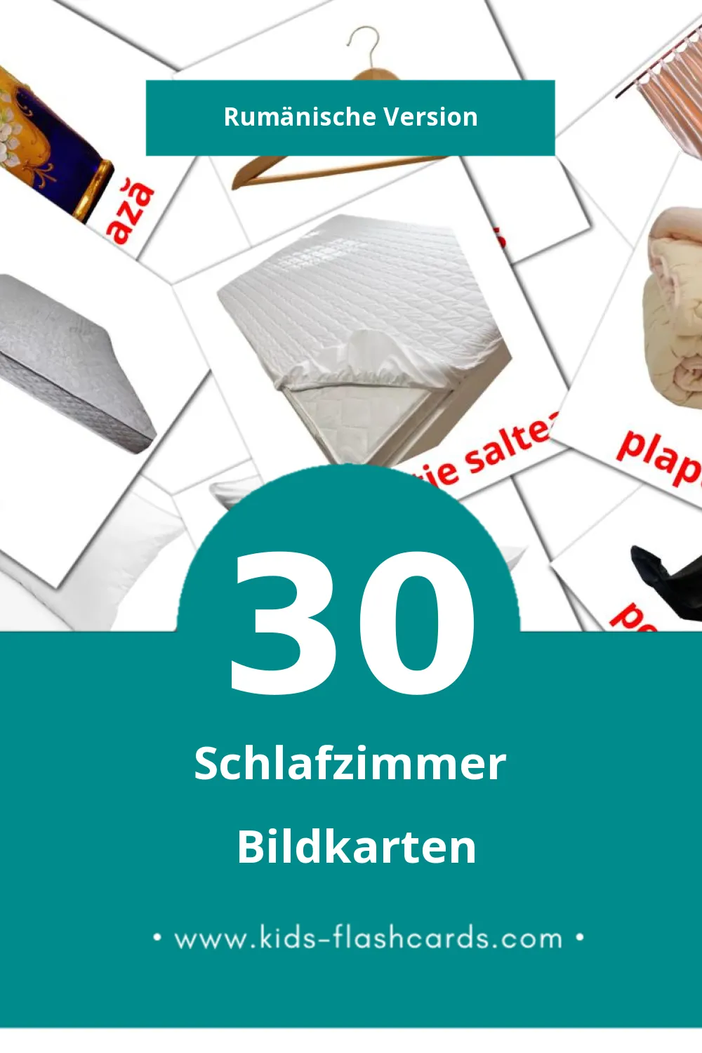 Visual Dormitor  Flashcards für Kleinkinder (30 Karten in Rumänisch)