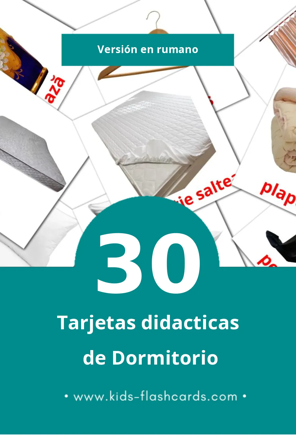 Tarjetas visuales de Dormitor  para niños pequeños (30 tarjetas en Rumano)