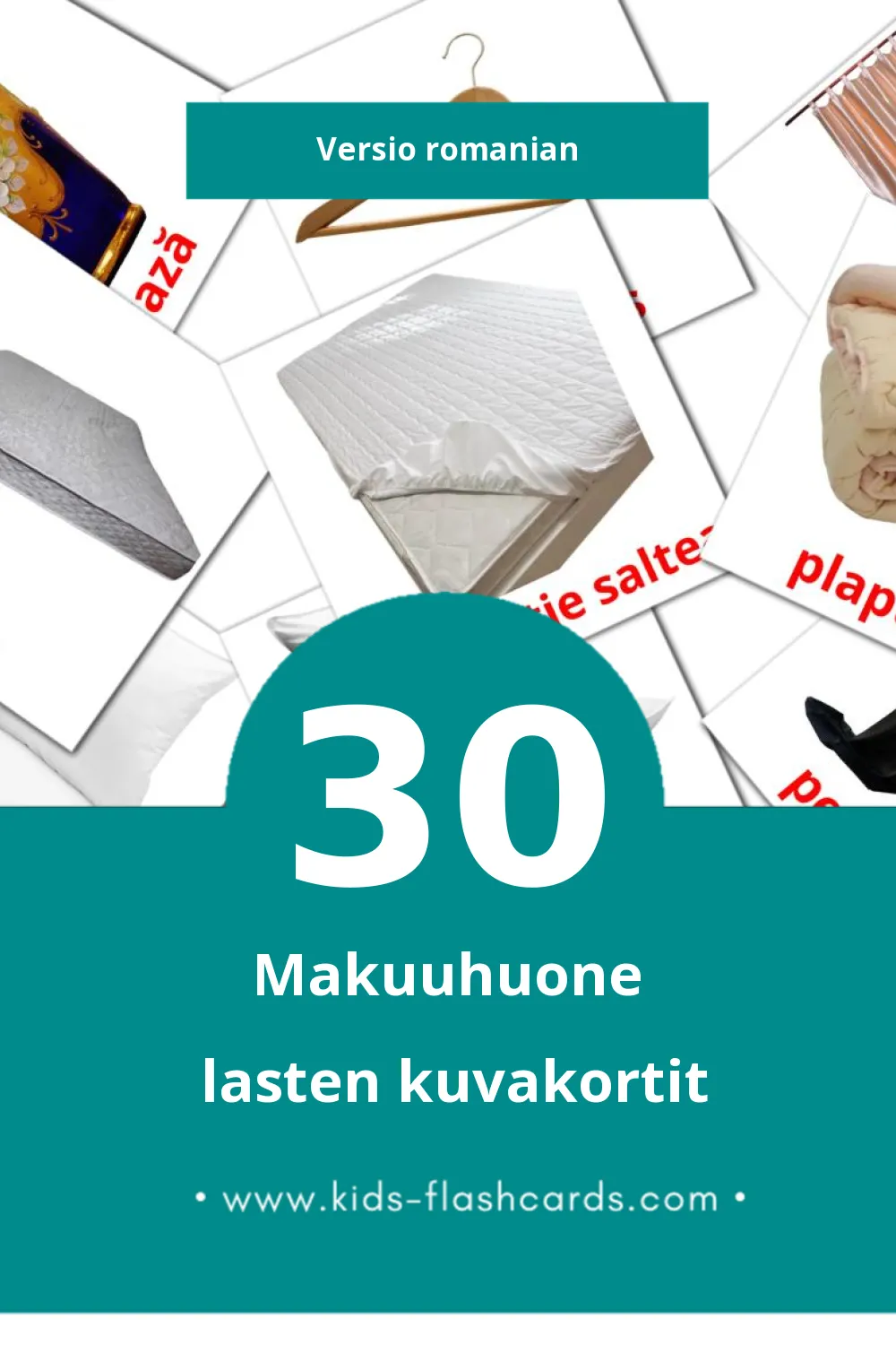 Dormitor  lasten kuvakortit pikkulapsille (30 korttia Romanianksi)