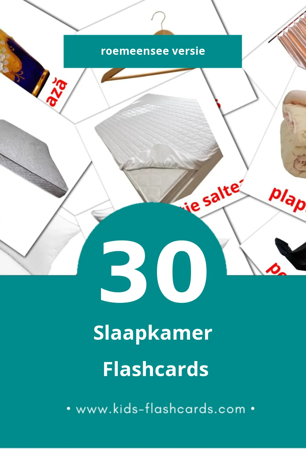 Visuele Dormitor  Flashcards voor Kleuters (30 kaarten in het Roemeense)