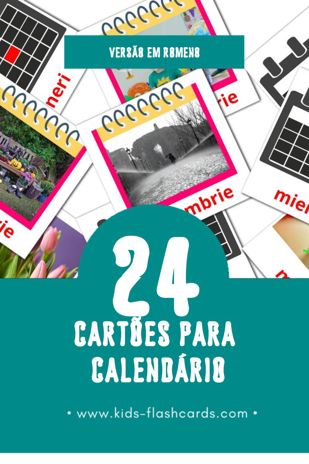 Flashcards de Calendar Visuais para Toddlers (24 cartões em Romeno)