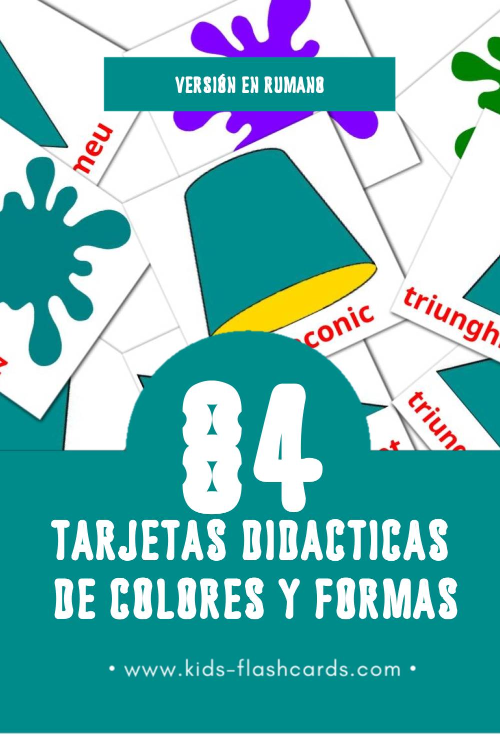 Tarjetas visuales de culori și forme para niños pequeños (64 tarjetas en Rumano)