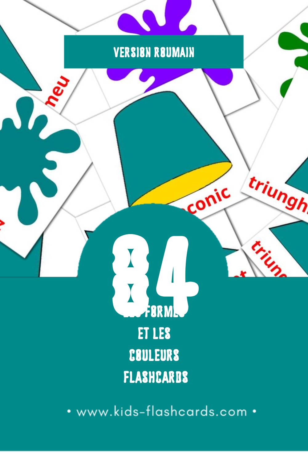 Flashcards Visual culori și forme pour les tout-petits (64 cartes en Roumain)