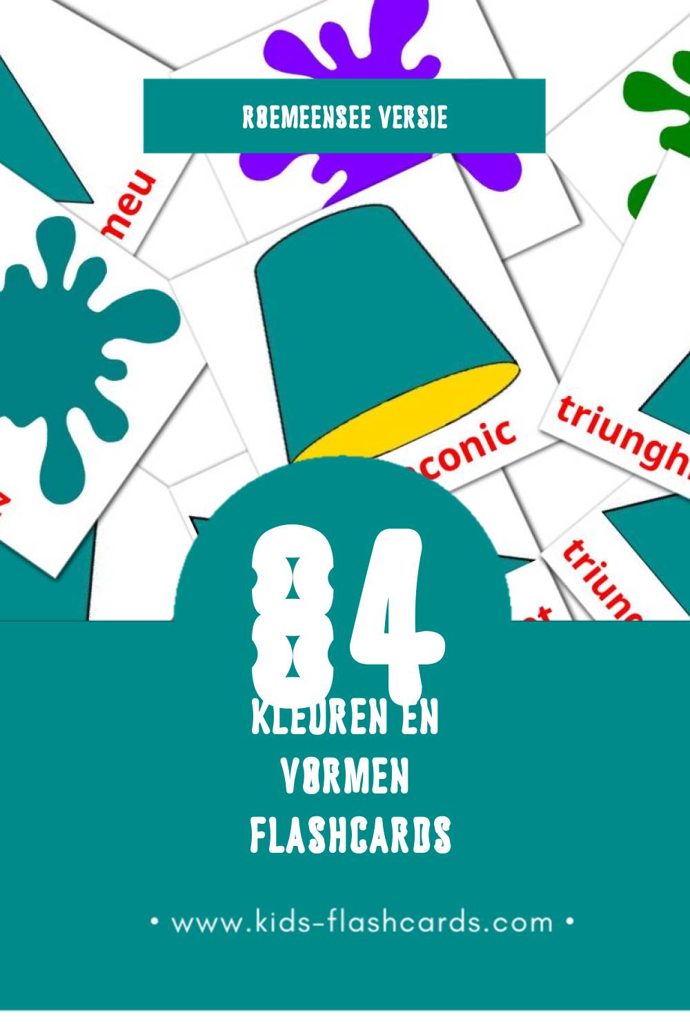 Visuele culori și forme Flashcards voor Kleuters (84 kaarten in het Roemeense)