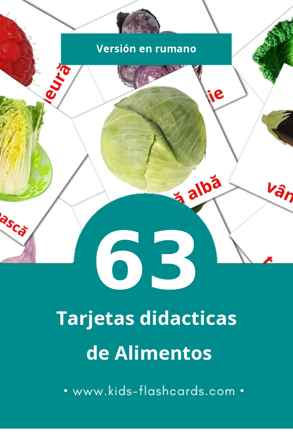 Tarjetas visuales de Alimente para niños pequeños (63 tarjetas en Rumano)