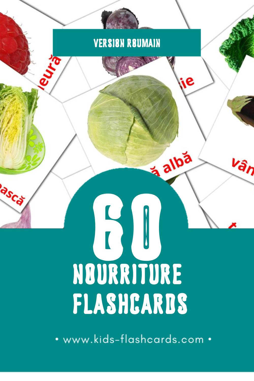 Flashcards Visual Alimente pour les tout-petits (60 cartes en Roumain)
