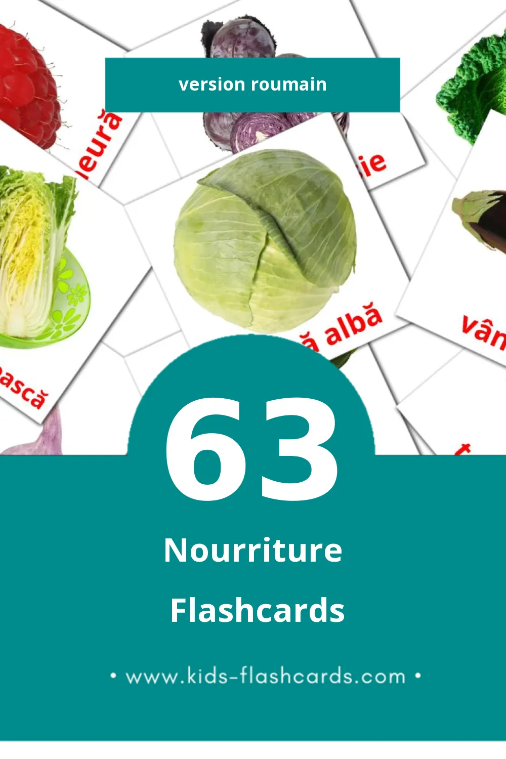 Flashcards Visual Alimente pour les tout-petits (63 cartes en Roumain)