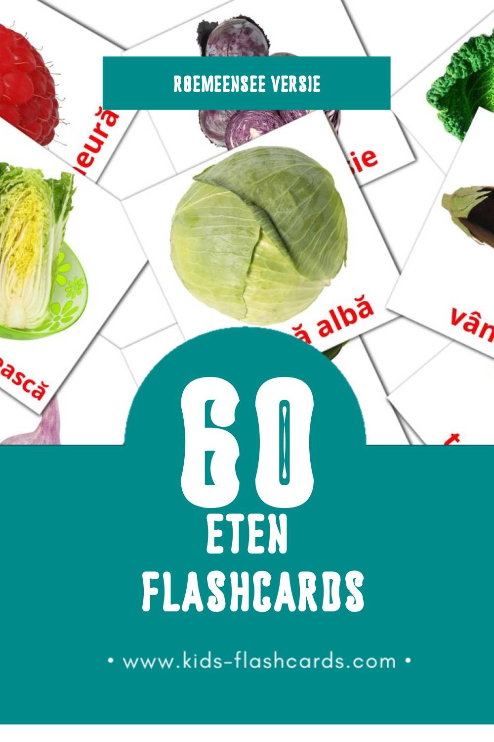 Visuele Alimente Flashcards voor Kleuters (60 kaarten in het Roemeense)