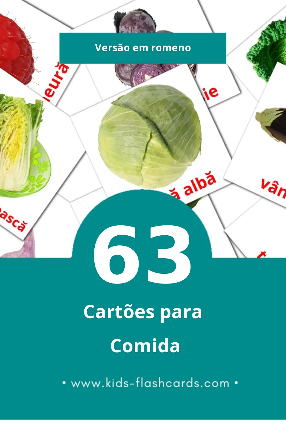 Flashcards de Alimente Visuais para Toddlers (63 cartões em Romeno)