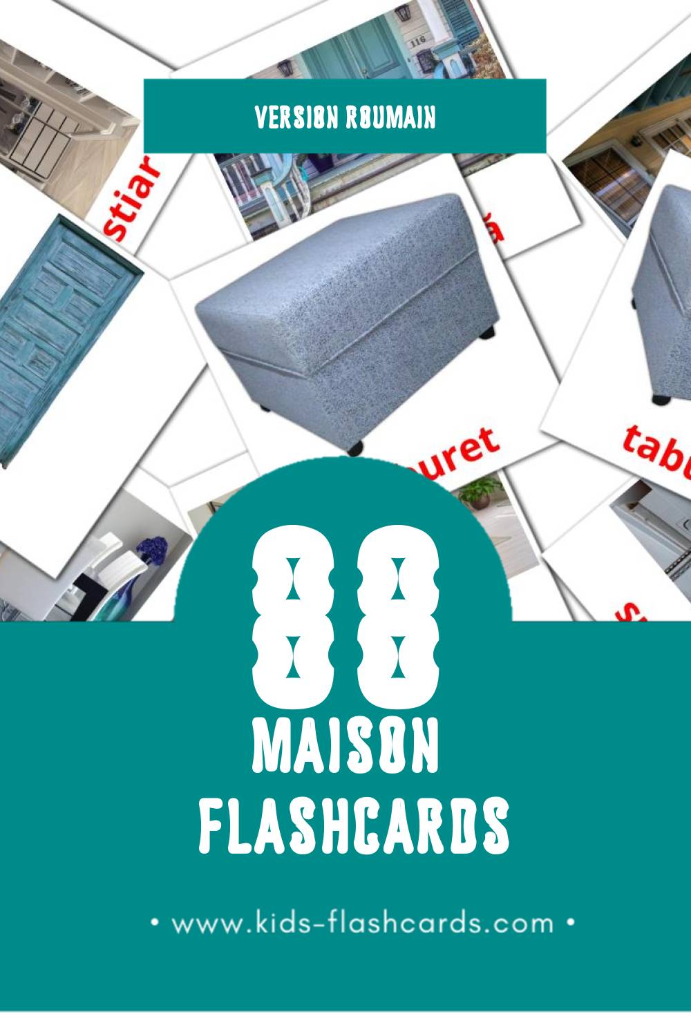 Flashcards Visual Acasă pour les tout-petits (88 cartes en Roumain)