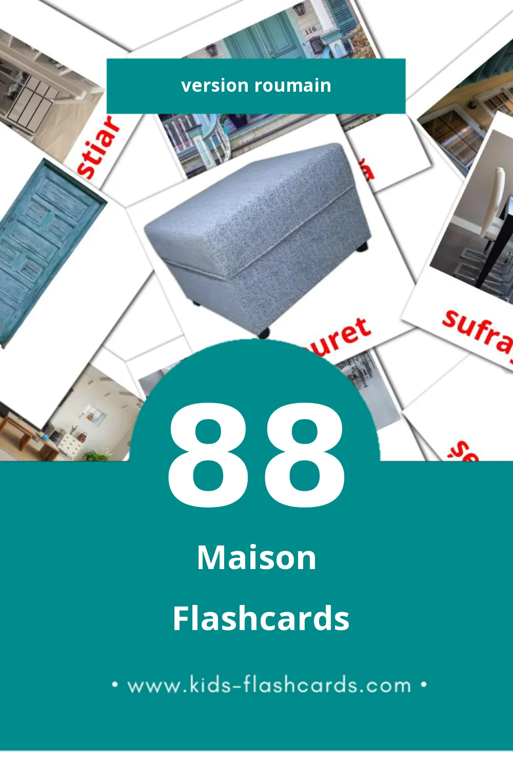 Flashcards Visual Acasă pour les tout-petits (88 cartes en Roumain)