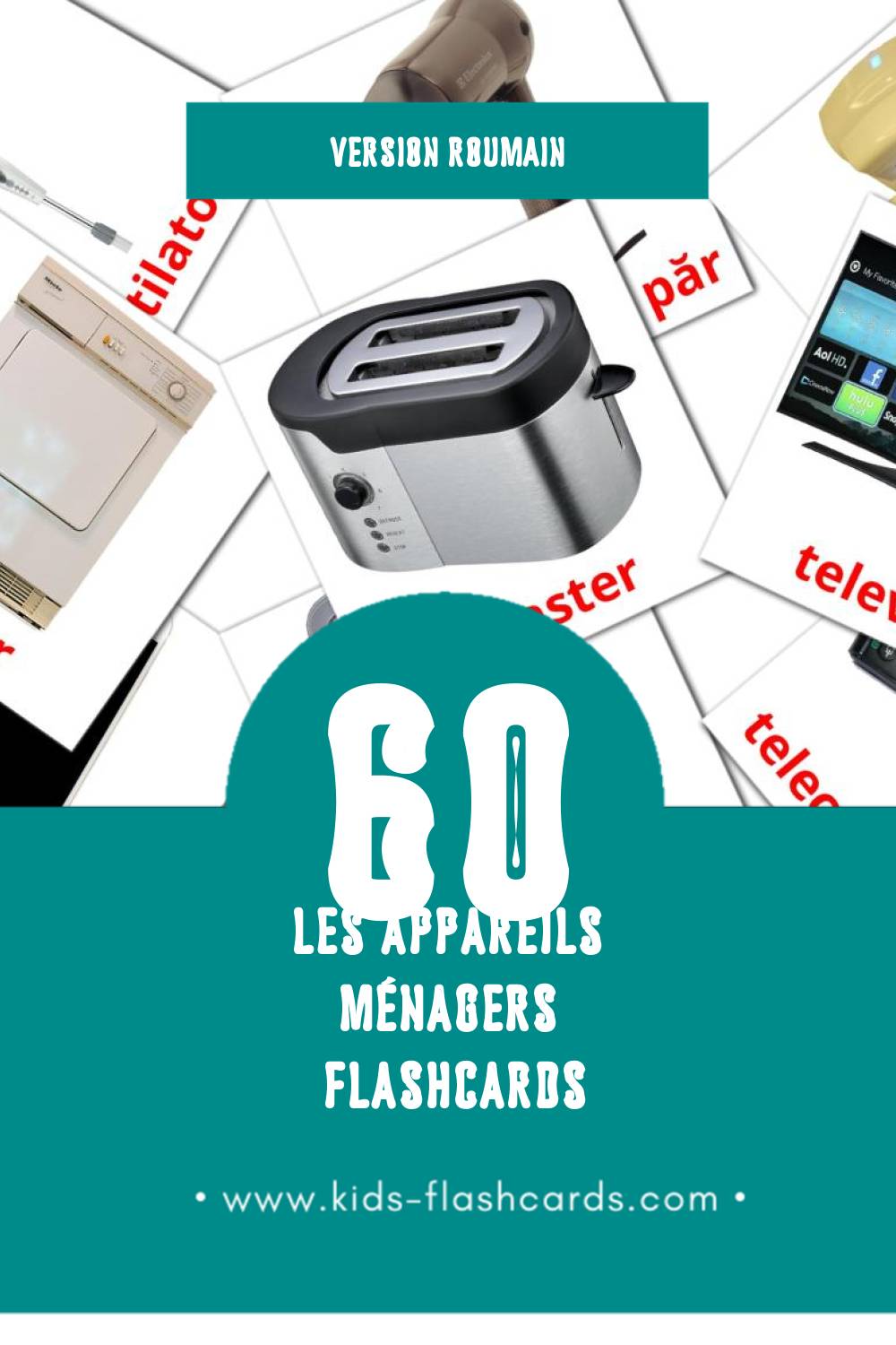 Flashcards Visual Electrocasnice pour les tout-petits (60 cartes en Roumain)