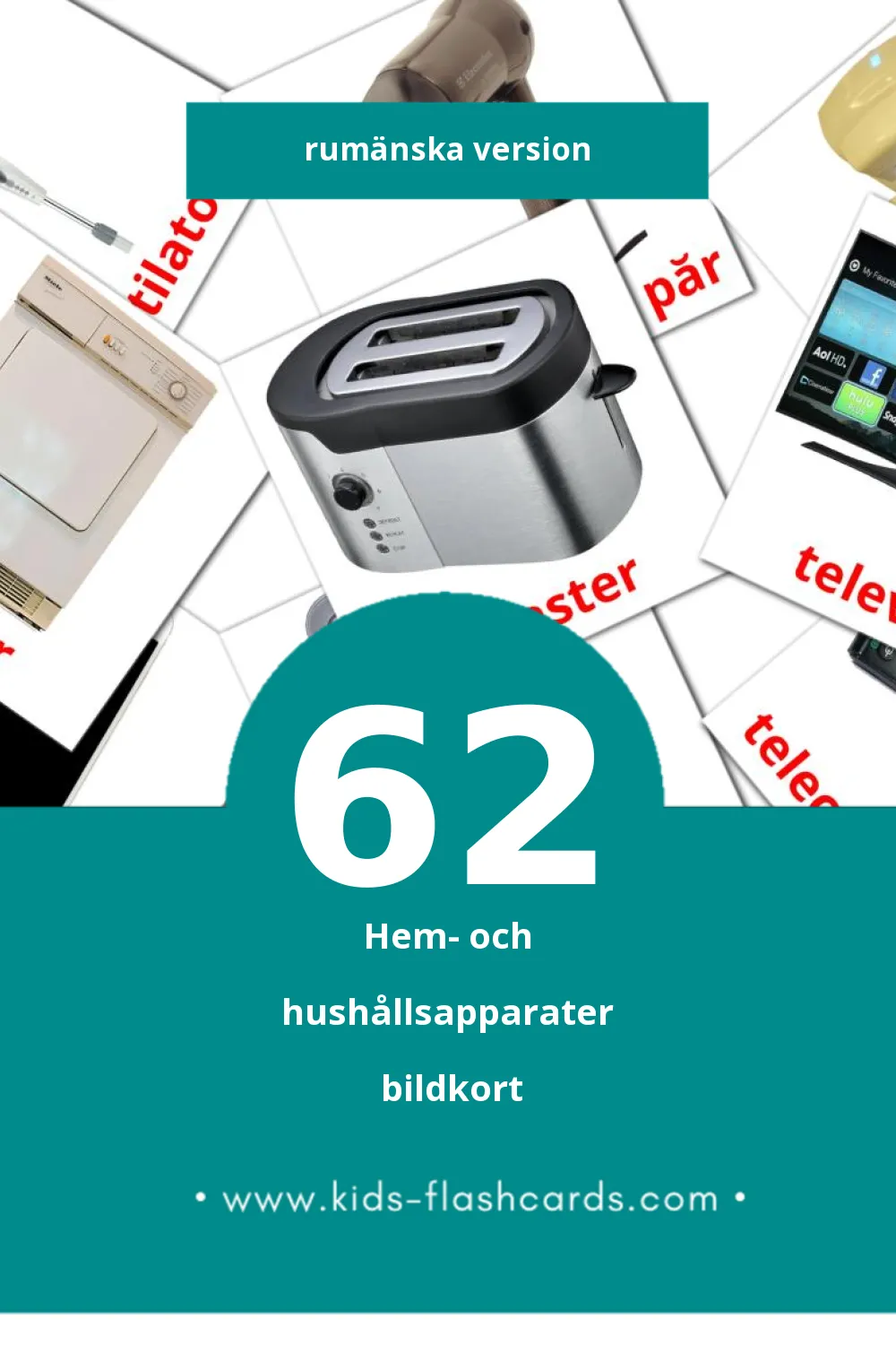 Visuella Electrocasnice för småbarn (62 bildkort för barn på Rumänska)