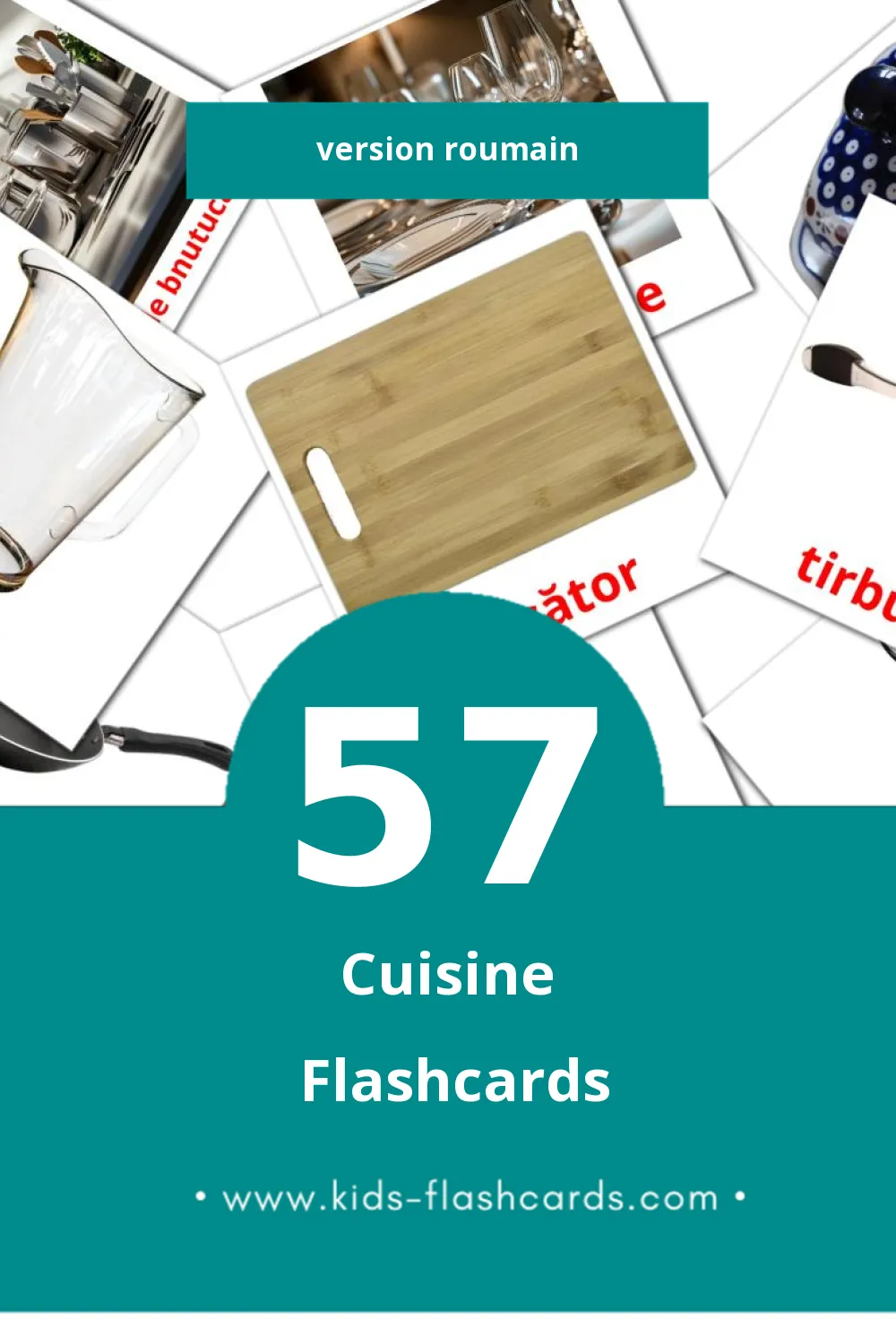 Flashcards Visual Bucătărie  pour les tout-petits (57 cartes en Roumain)